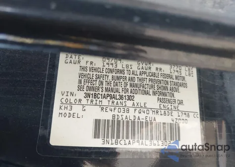2010 Nissan Versa 1.8S from USA, damaged, VIN 3N1BC1AP9AL361302